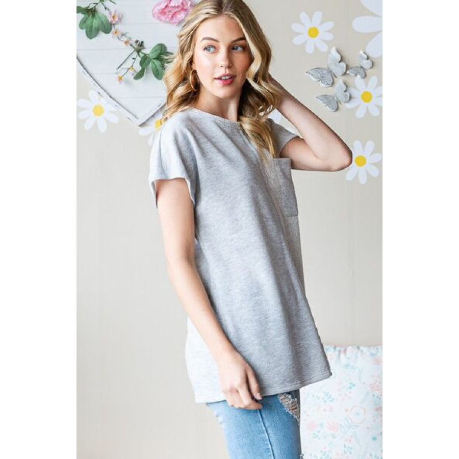 Heimish Full Size Pocketed Round Neck Short Sleeve T - Shirt Apparel and Accessories