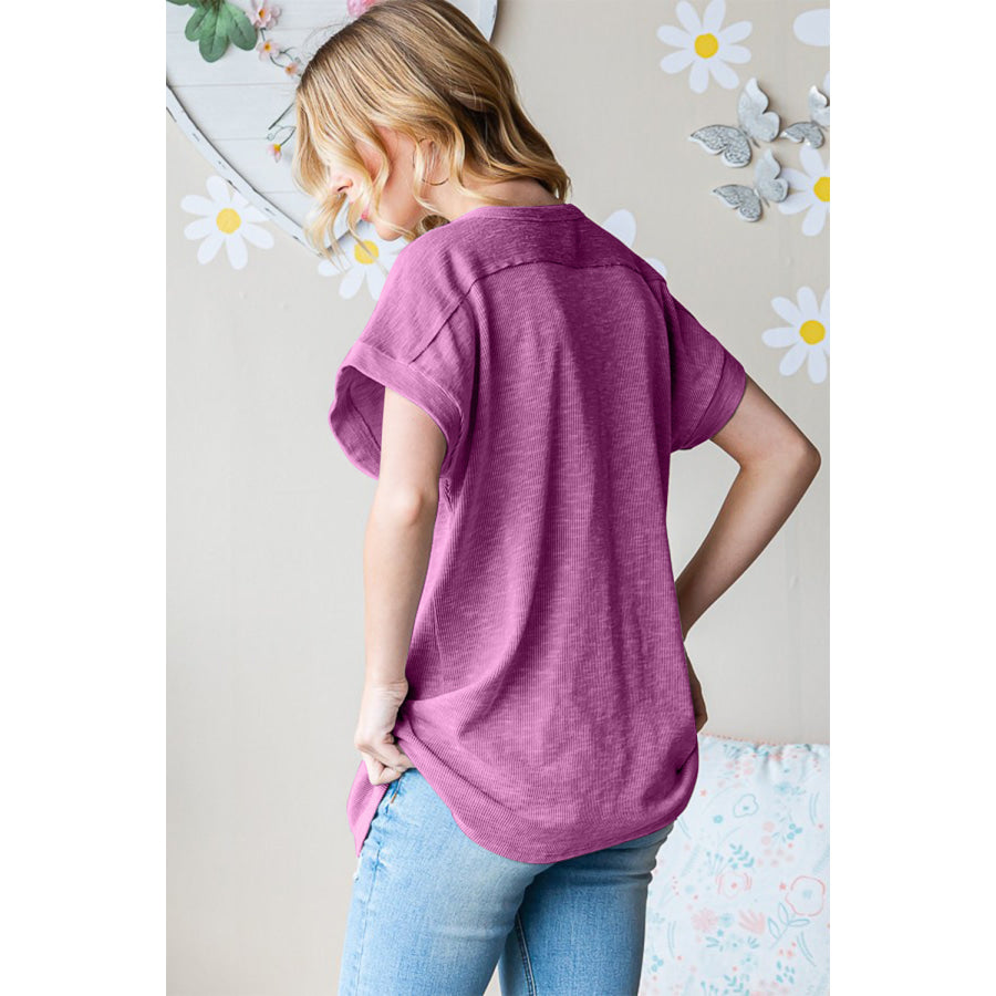 Heimish Full Size Short Sleeve Round Neck T-Shirt Magenta / S Apparel and Accessories