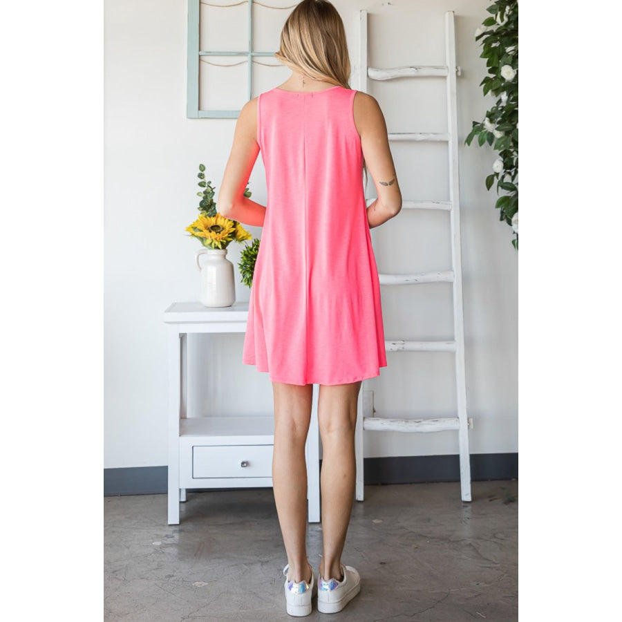 Heimish Full Size V - Neck Mini Tank Dress with Pockets Apparel and Accessories