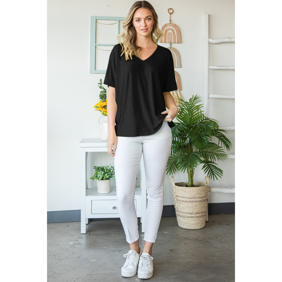 Heimish Full Size V - Neck Short Sleeve T - Shirt Apparel and Accessories
