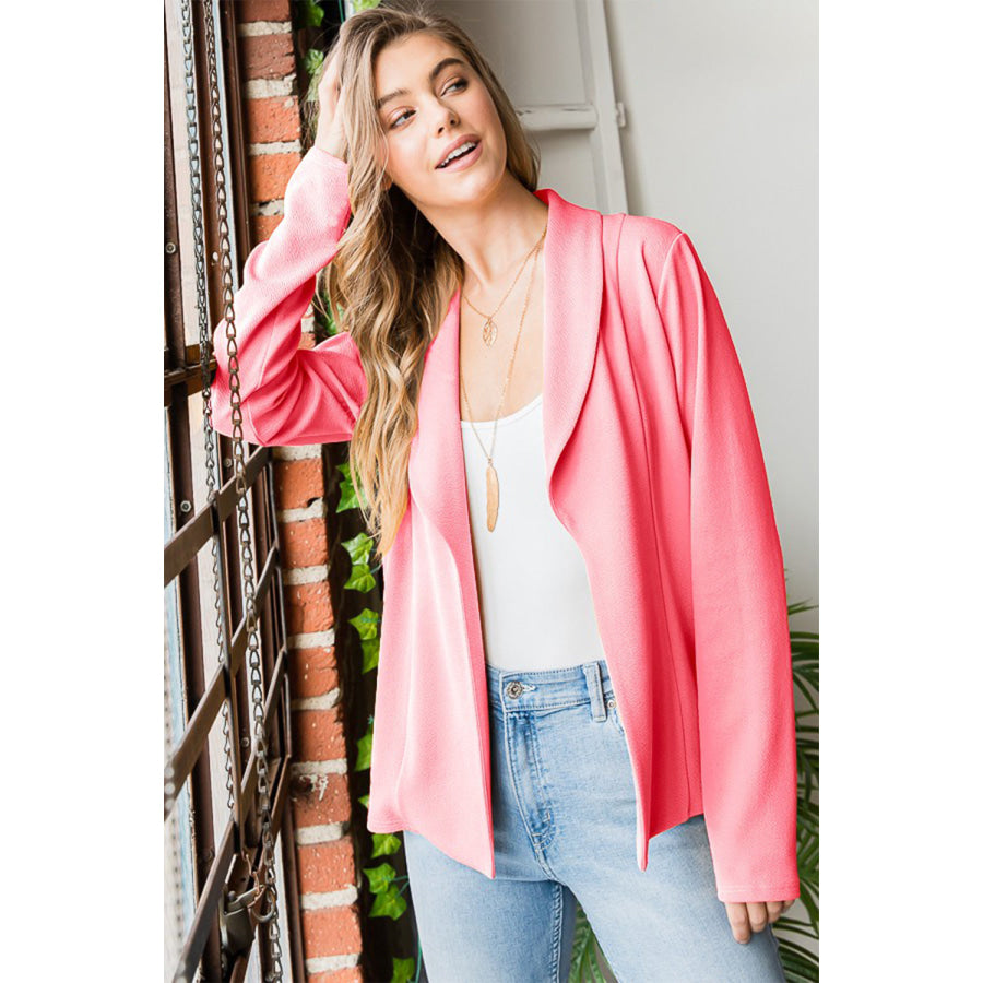 Heimish Open Front Long Sleeve Blazer NEONPINK / S Apparel and Accessories