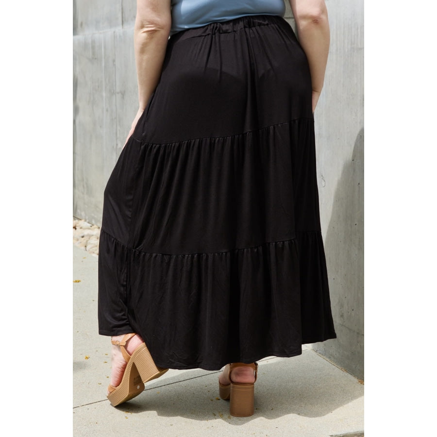 Heimish So Easy Full Size Solid Maxi Skirt Black / S