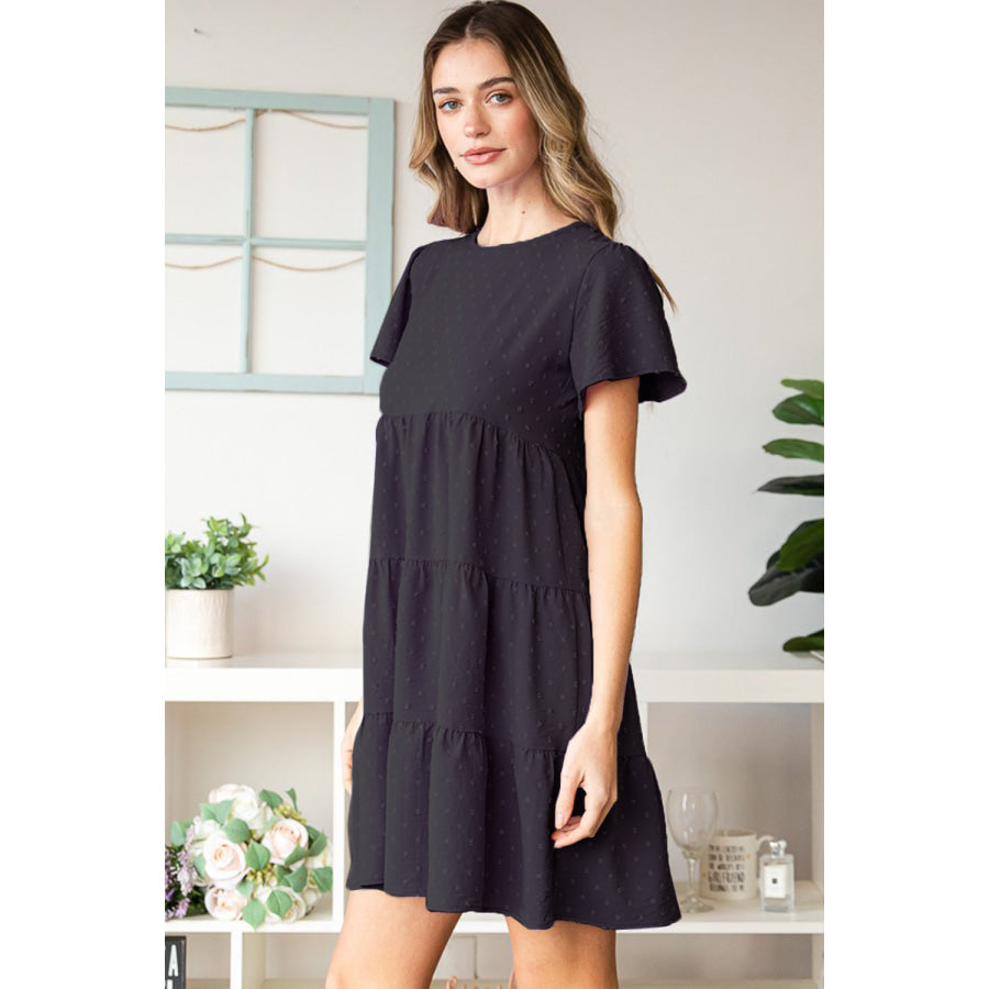 Heimish Swiss Dot Short Sleeve Tiered Dress Apparel and Accessories