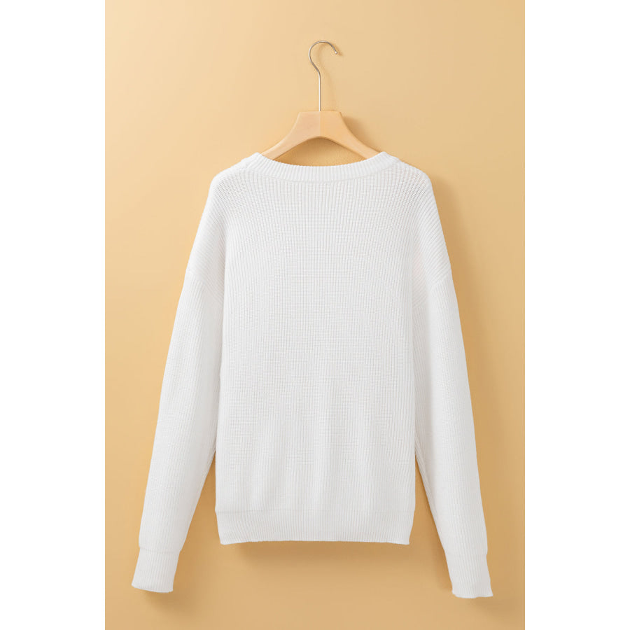 HELLO PUMPKIN Round Neck Long Sleeve Sweater Apparel and Accessories