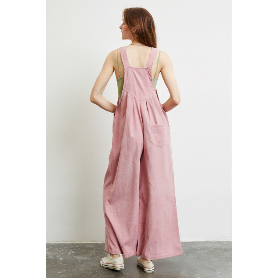 HEYSON Full Size Corduroy Sleeveless Wide-Leg Overall Apparel and Accessories