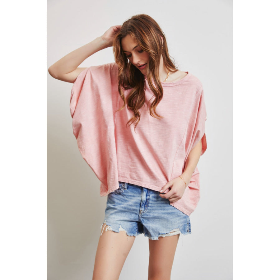 HEYSON Full Size Garment - Dyed Boat Neck Oversized Top Apparel and Accessories