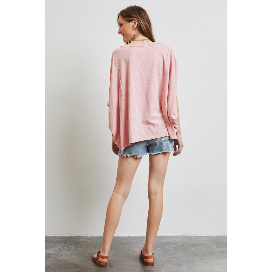 HEYSON Full Size Garment - Dyed Boat Neck Oversized Top Apparel and Accessories