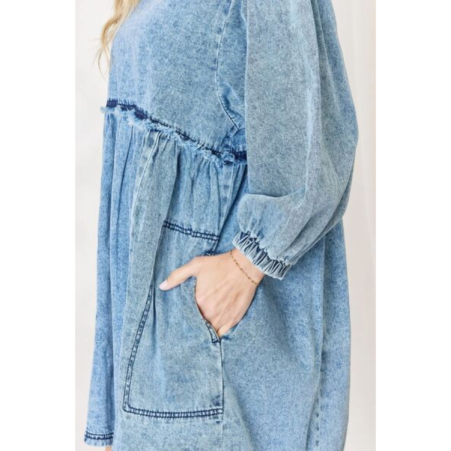 HEYSON Full Size Oversized Denim Babydoll Dress Clothing