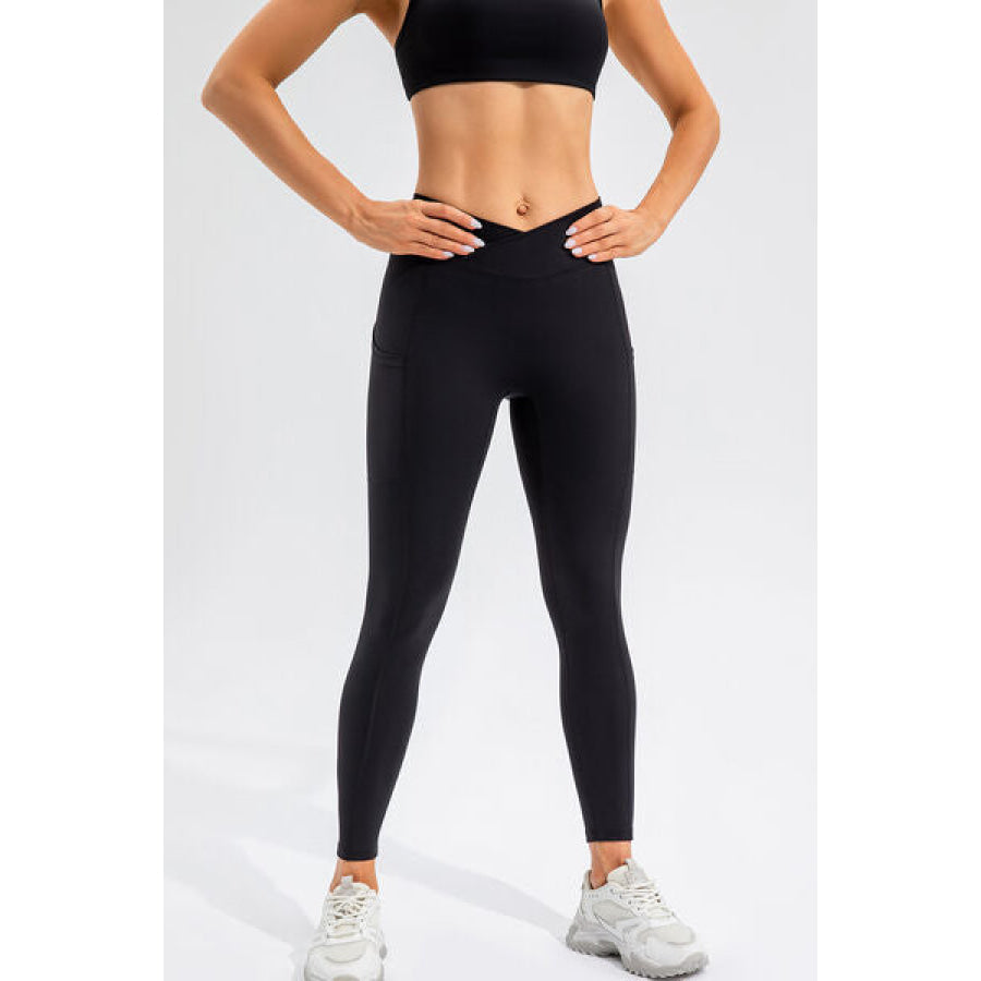 High Waist Active Leggings with Pockets Clothing