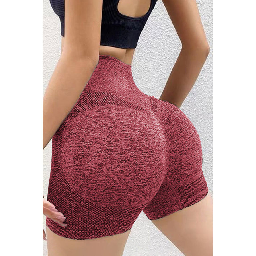 High Waist Active Shorts Wine / S Apparel and Accessories