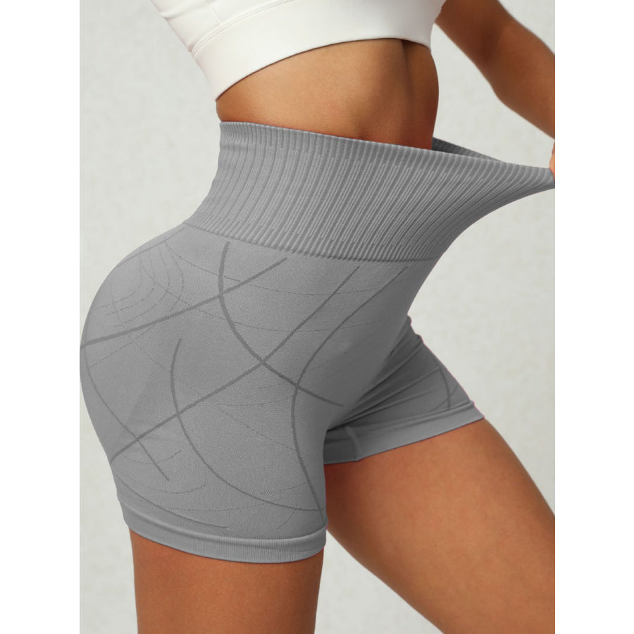 High Waist Active Shorts Gray / S Apparel and Accessories