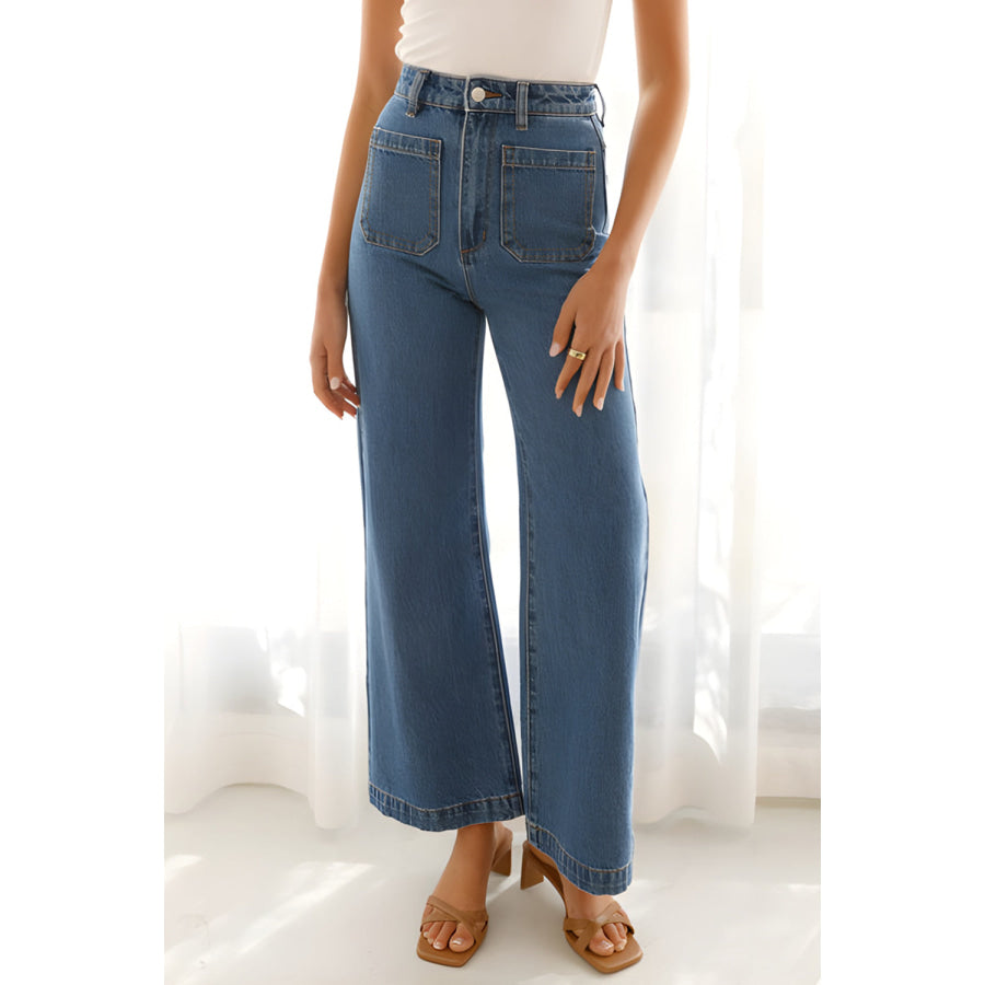 High Waist Bootcut Jeans with Pockets Medium / S Apparel and Accessories