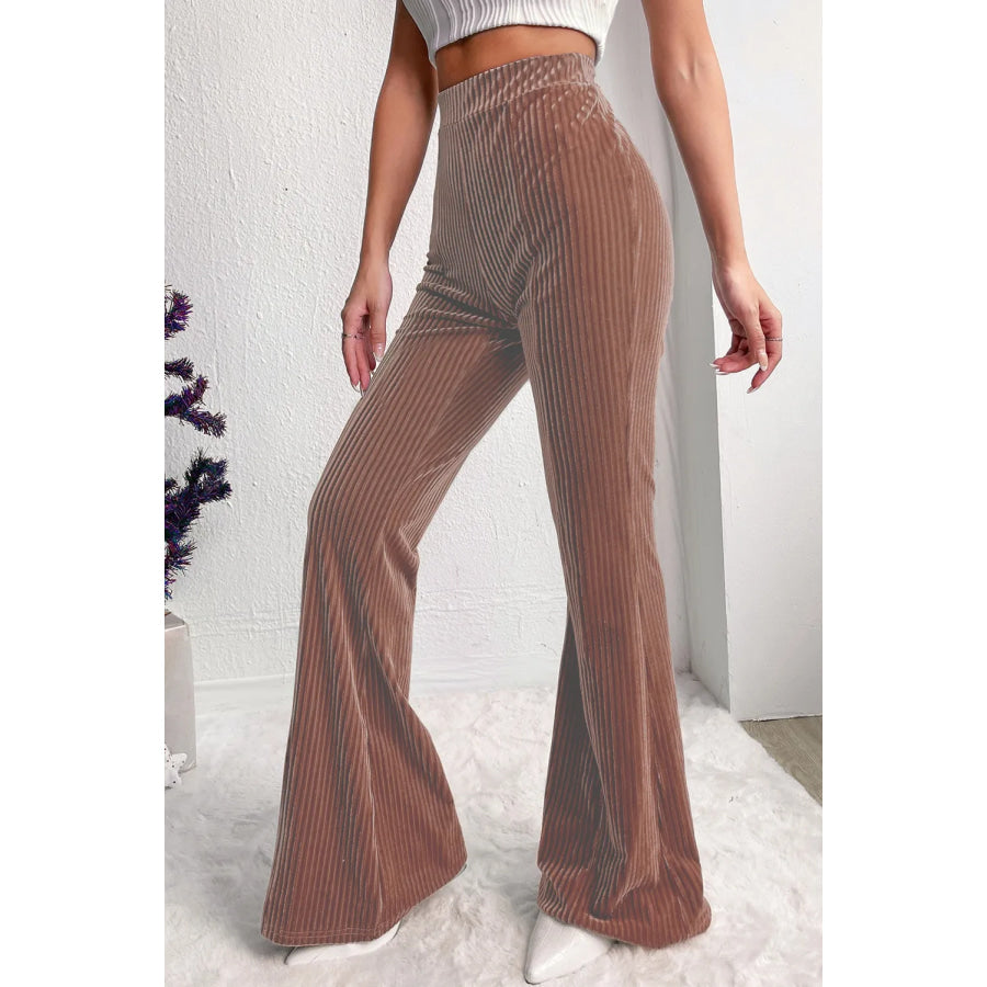 High Waist Bootcut Pants Camel / S Apparel and Accessories