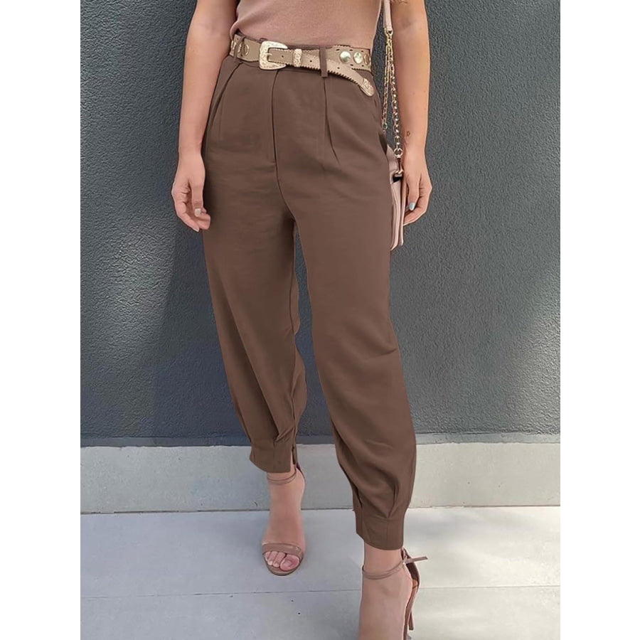 High Waist Cropped Pants Apparel and Accessories