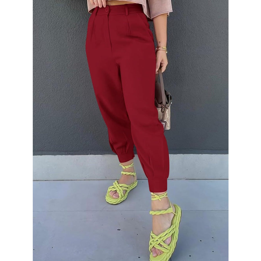 High Waist Cropped Pants Apparel and Accessories