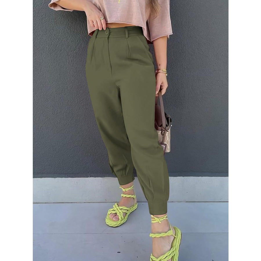 High Waist Cropped Pants Apparel and Accessories