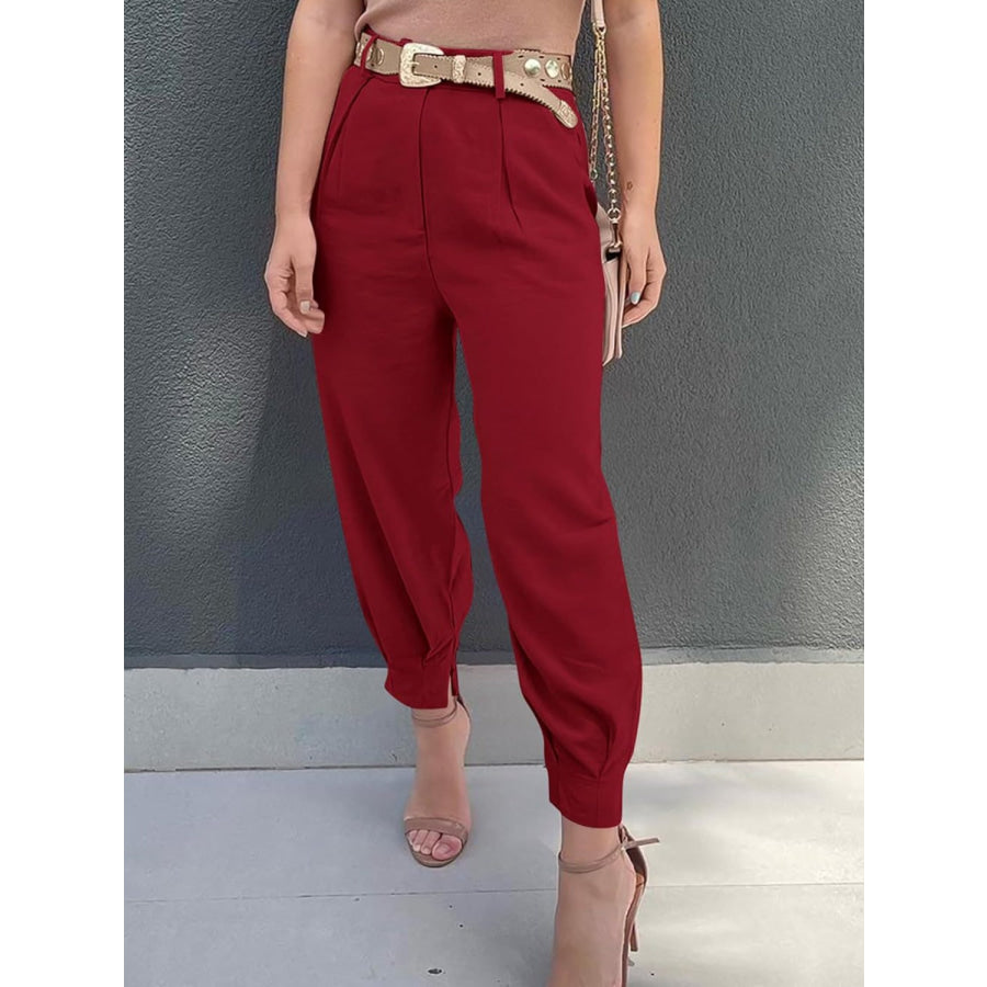 High Waist Cropped Pants Apparel and Accessories