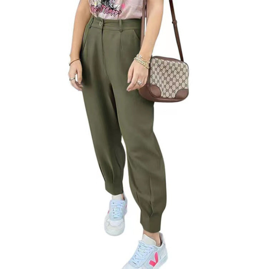 High Waist Cropped Pants Apparel and Accessories