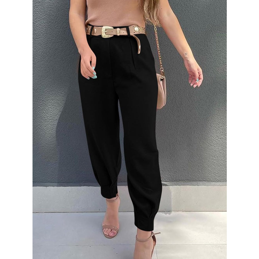 High Waist Cropped Pants Apparel and Accessories
