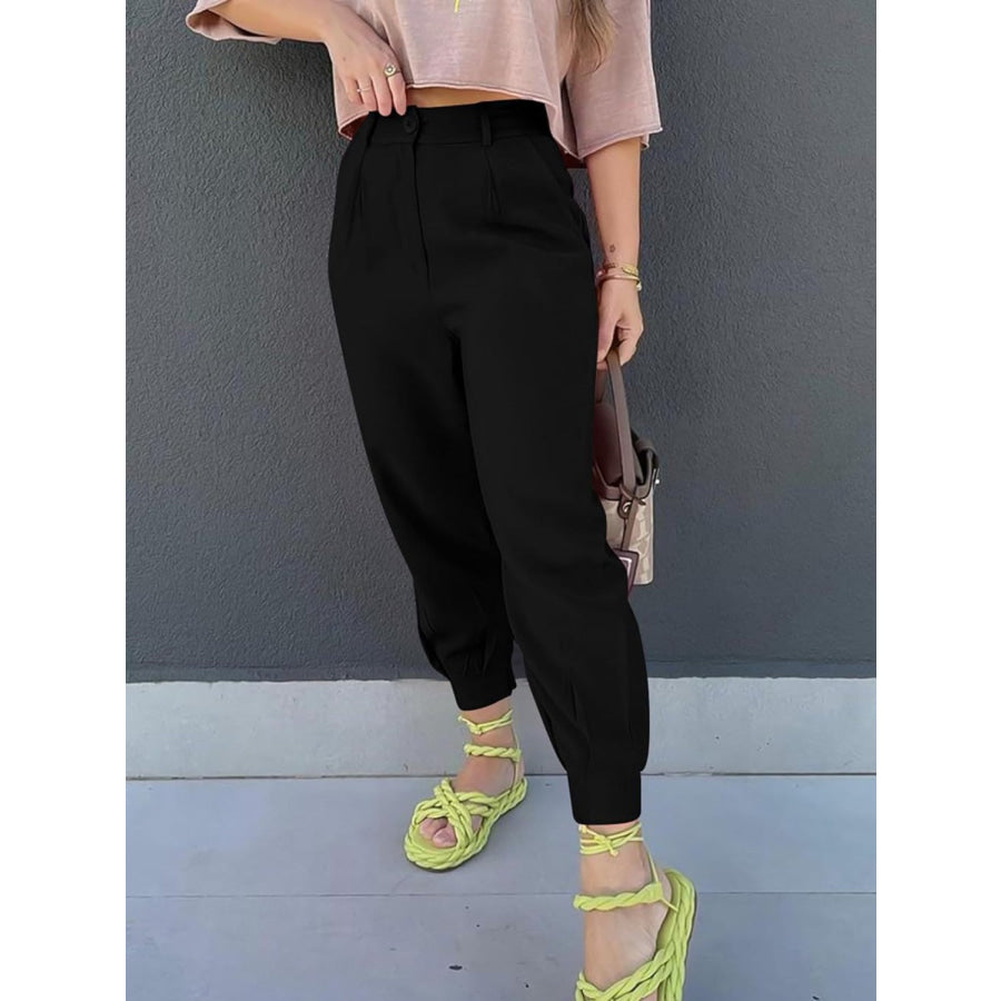 High Waist Cropped Pants Apparel and Accessories