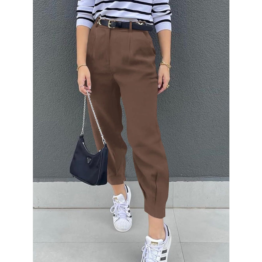 High Waist Cropped Pants Apparel and Accessories