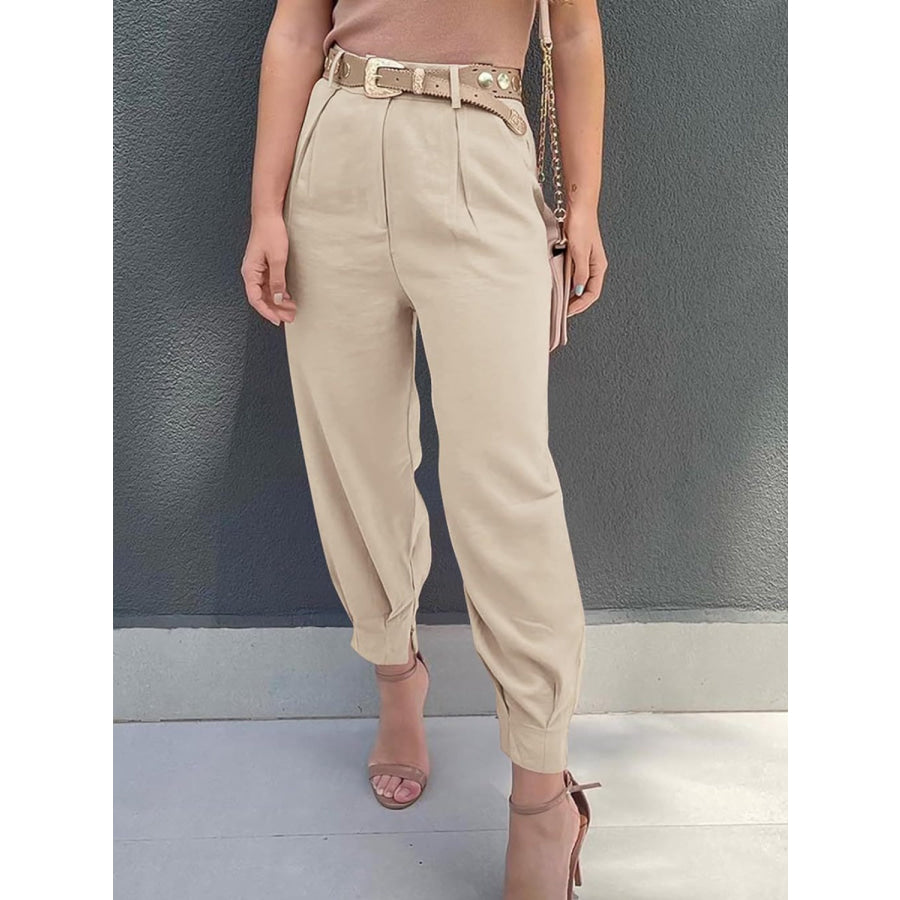 High Waist Cropped Pants Apparel and Accessories
