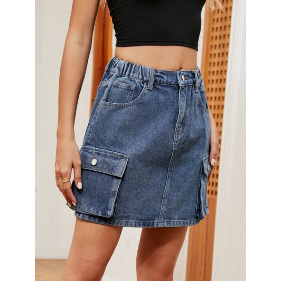 High Waist Denim Skirt Apparel and Accessories