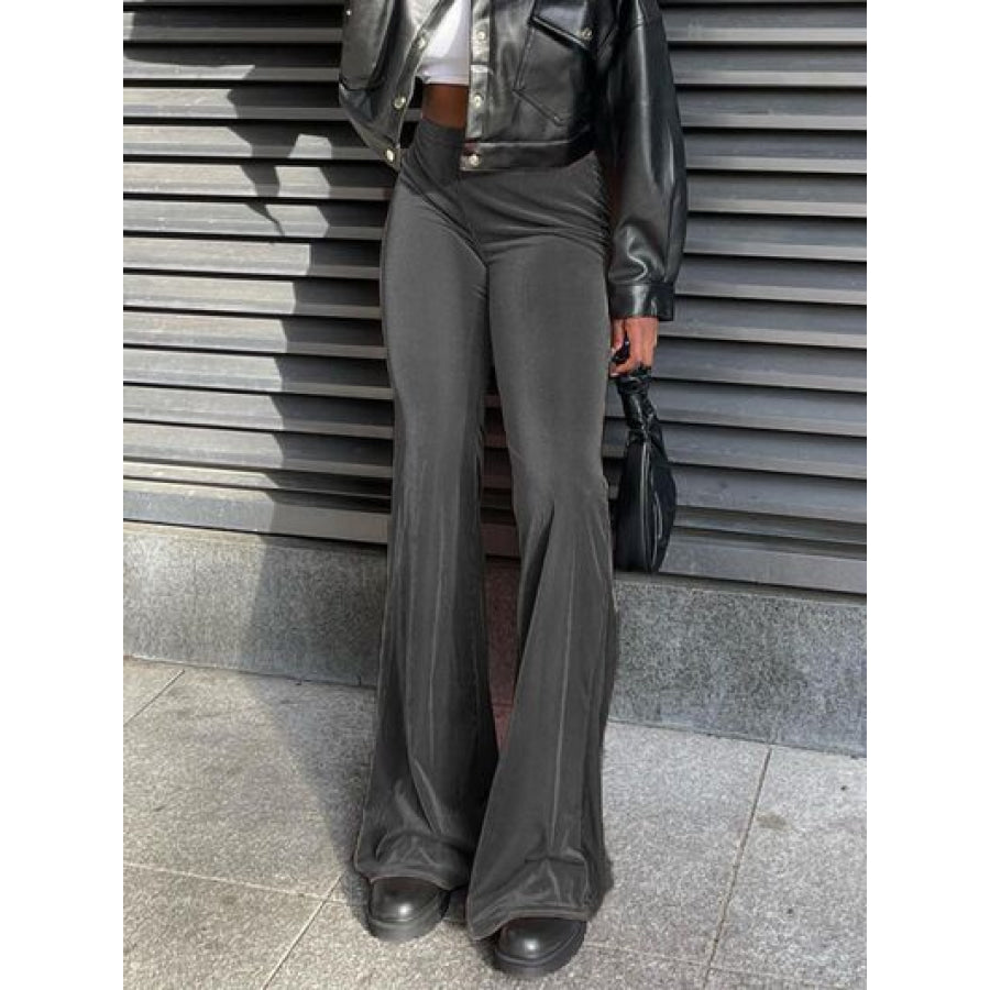 High Waist Flare Pants Charcoal / S Apparel and Accessories
