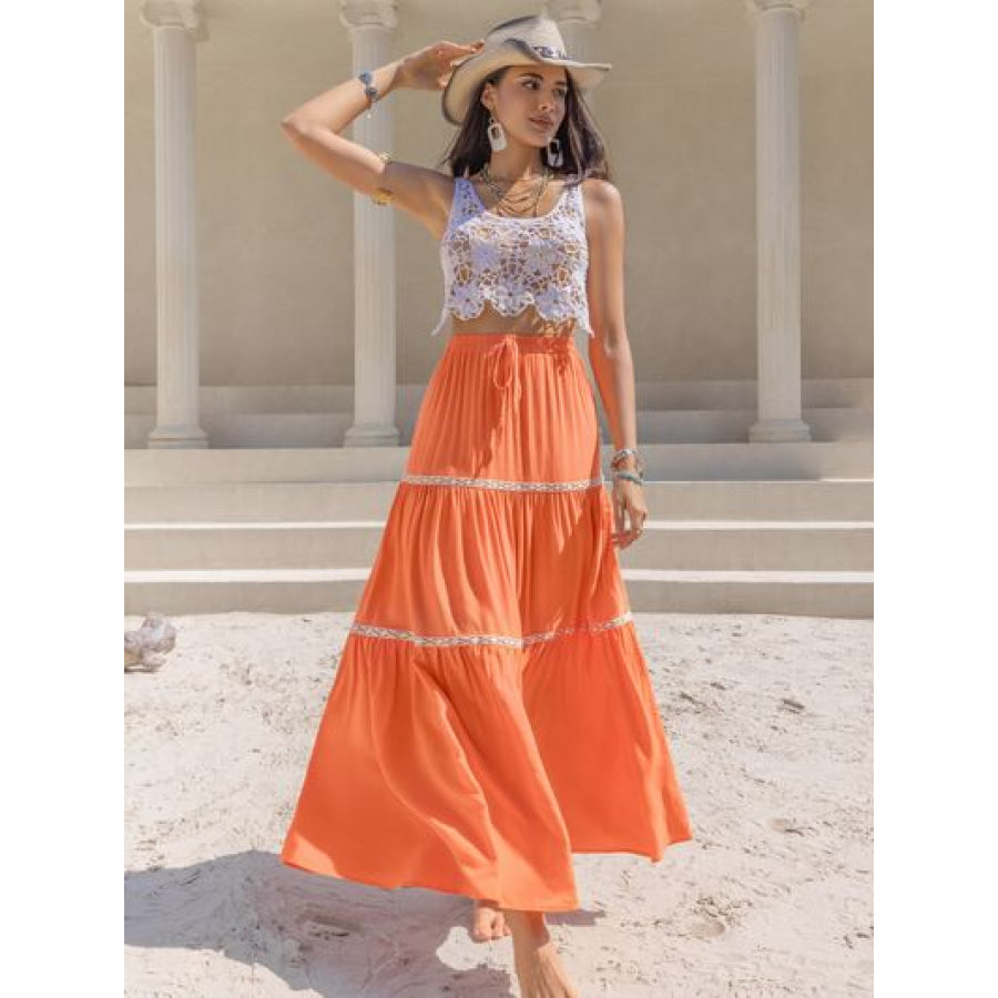 High Waist Maxi Tiered Skirt Apparel and Accessories
