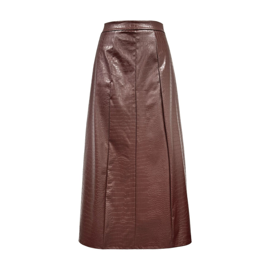 High Waist Midi Skirt Brown / XS Apparel and Accessories