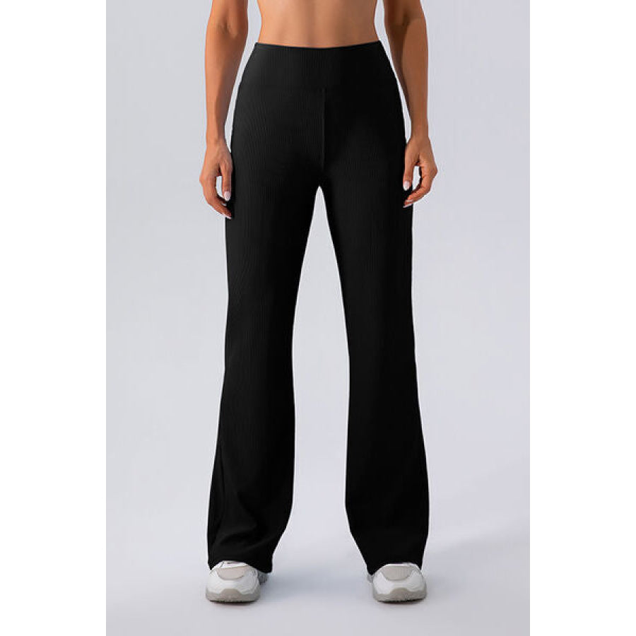 High Waist Straight Active Pants Black / S Apparel and Accessories