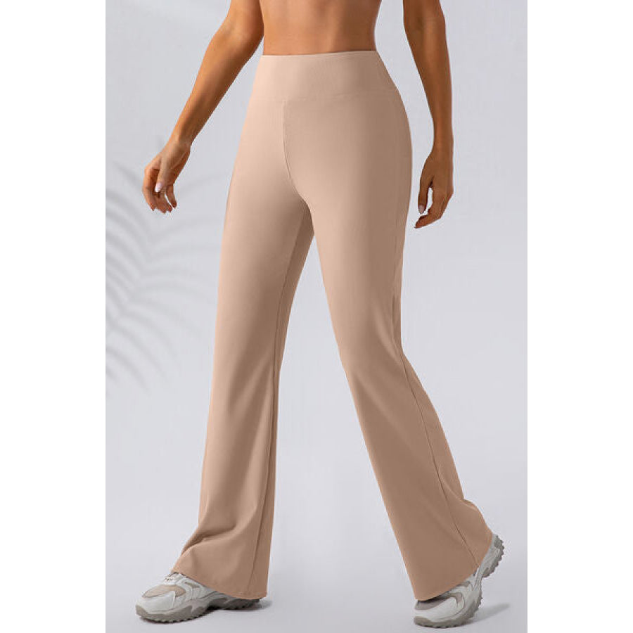 High Waist Straight Active Pants Camel / S Apparel and Accessories