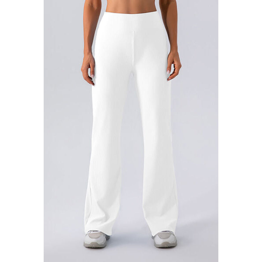 High Waist Straight Active Pants White / S Apparel and Accessories