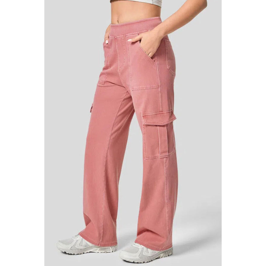 High Waist Straight Leg Cargo Jeans Apparel and Accessories