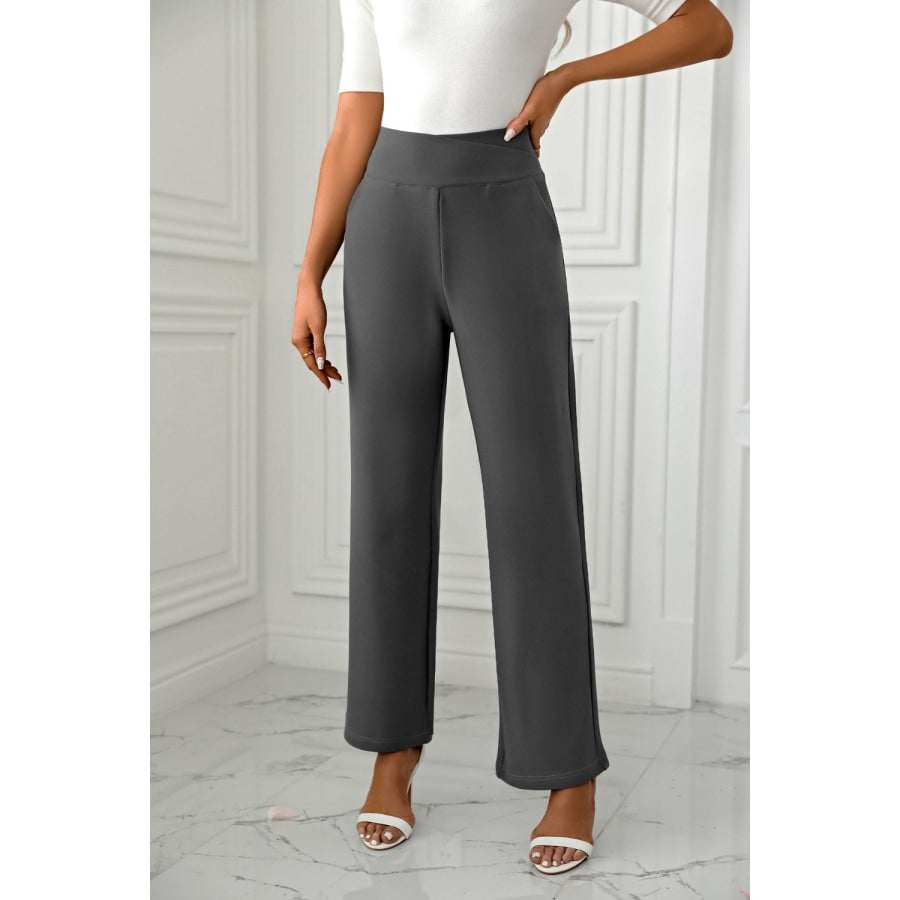 High Waist Straight Leg Pants Apparel and Accessories