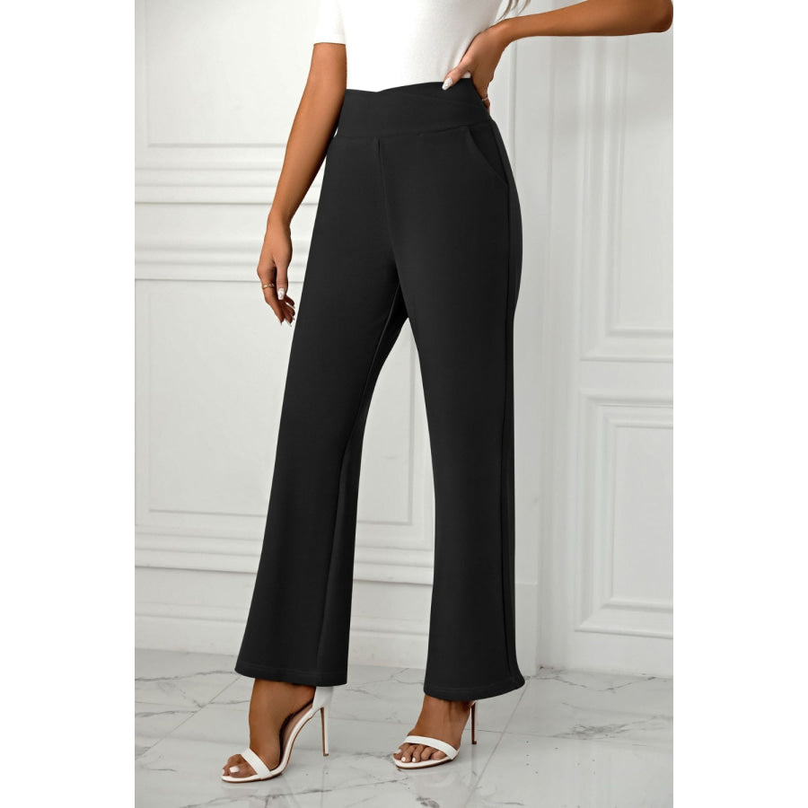 High Waist Straight Leg Pants Apparel and Accessories