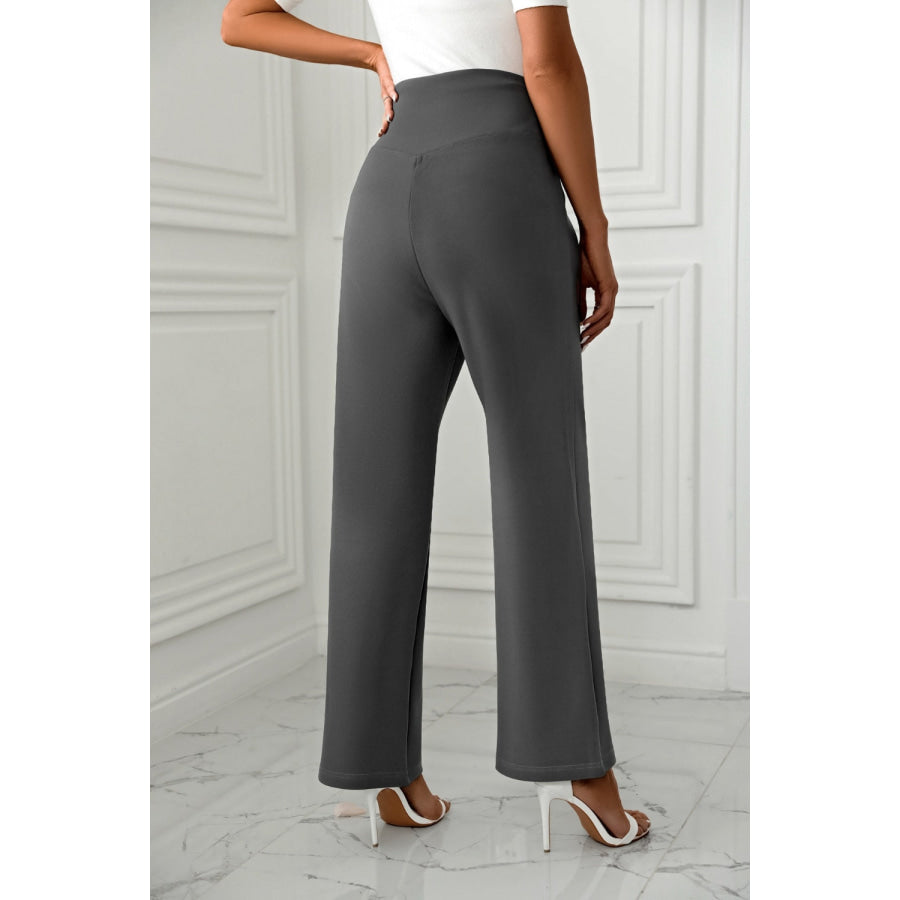 High Waist Straight Leg Pants Apparel and Accessories