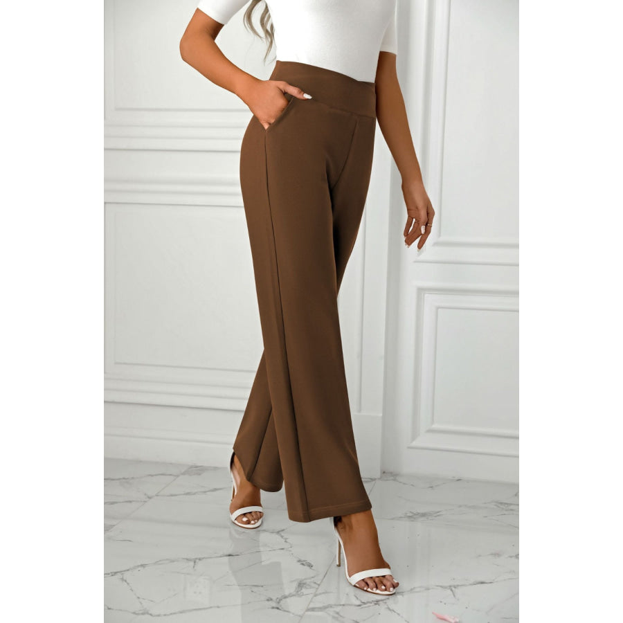 High Waist Straight Leg Pants Apparel and Accessories