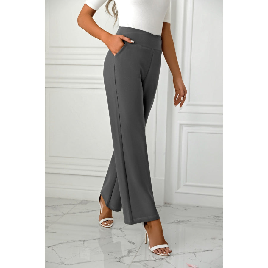 High Waist Straight Leg Pants Apparel and Accessories