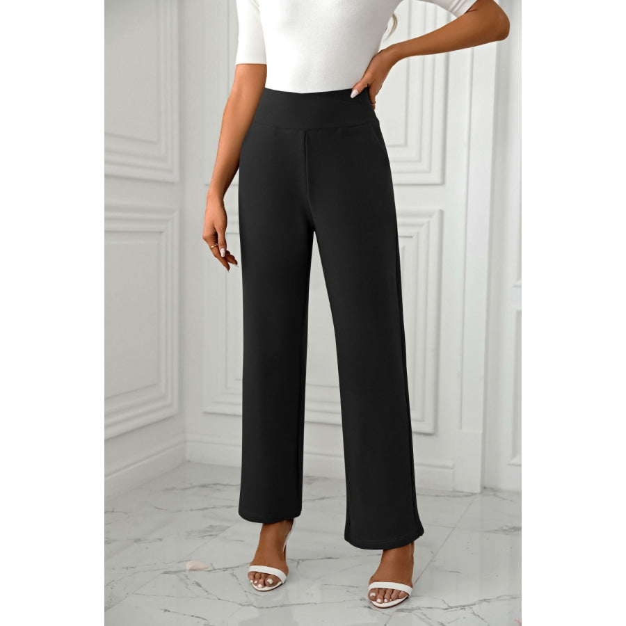 High Waist Straight Leg Pants Apparel and Accessories