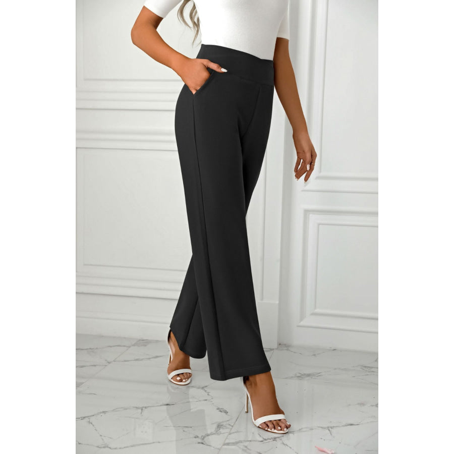 High Waist Straight Leg Pants Apparel and Accessories