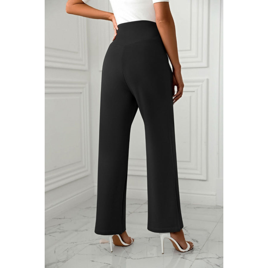 High Waist Straight Leg Pants Apparel and Accessories