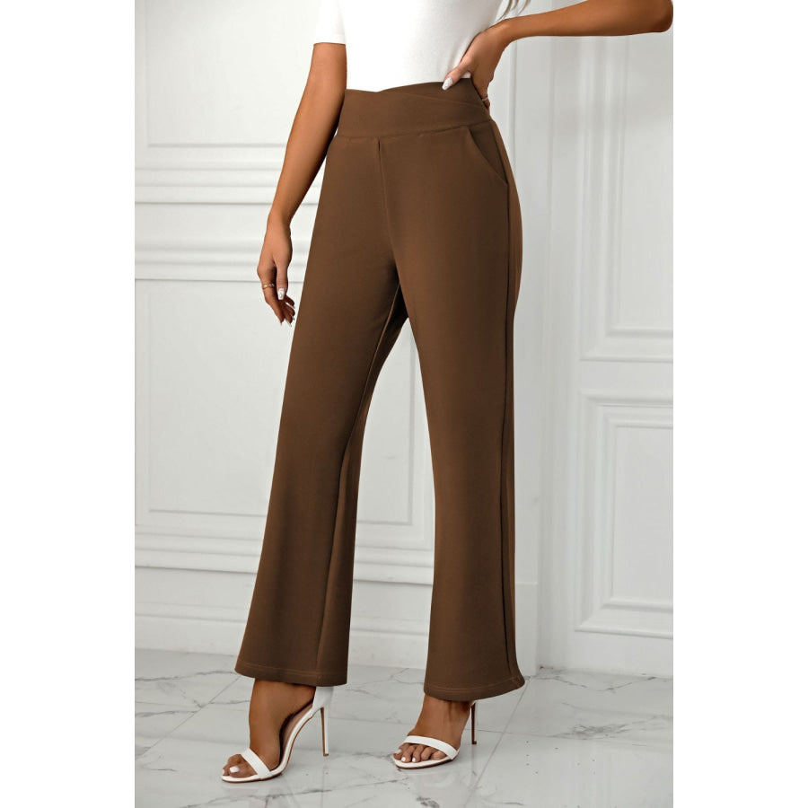 High Waist Straight Leg Pants Apparel and Accessories