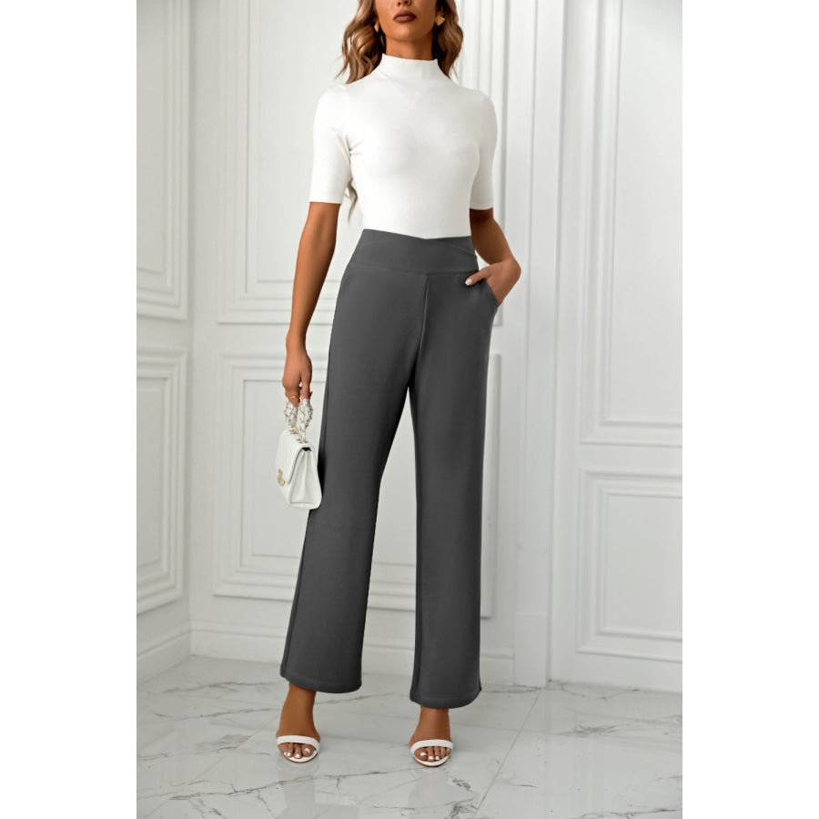 High Waist Straight Leg Pants Apparel and Accessories