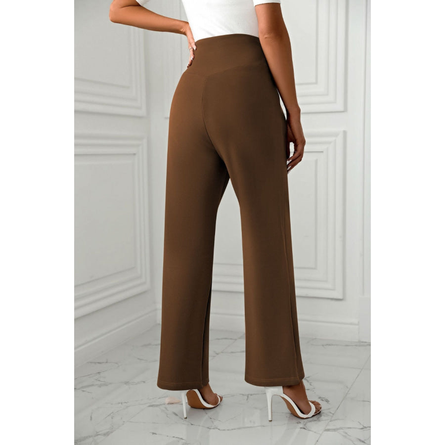 High Waist Straight Leg Pants Apparel and Accessories