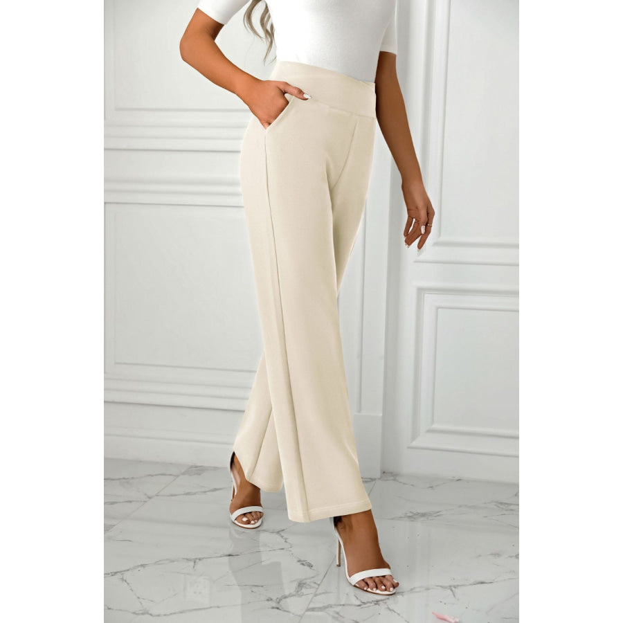 High Waist Straight Leg Pants Apparel and Accessories