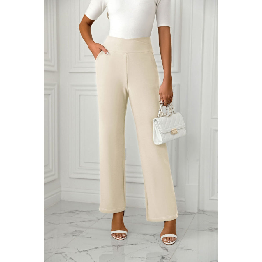 High Waist Straight Leg Pants Apparel and Accessories