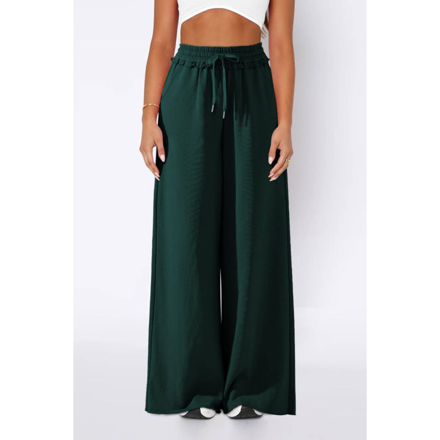 High Waist Wide Leg Pants Black Forest / S Apparel and Accessories