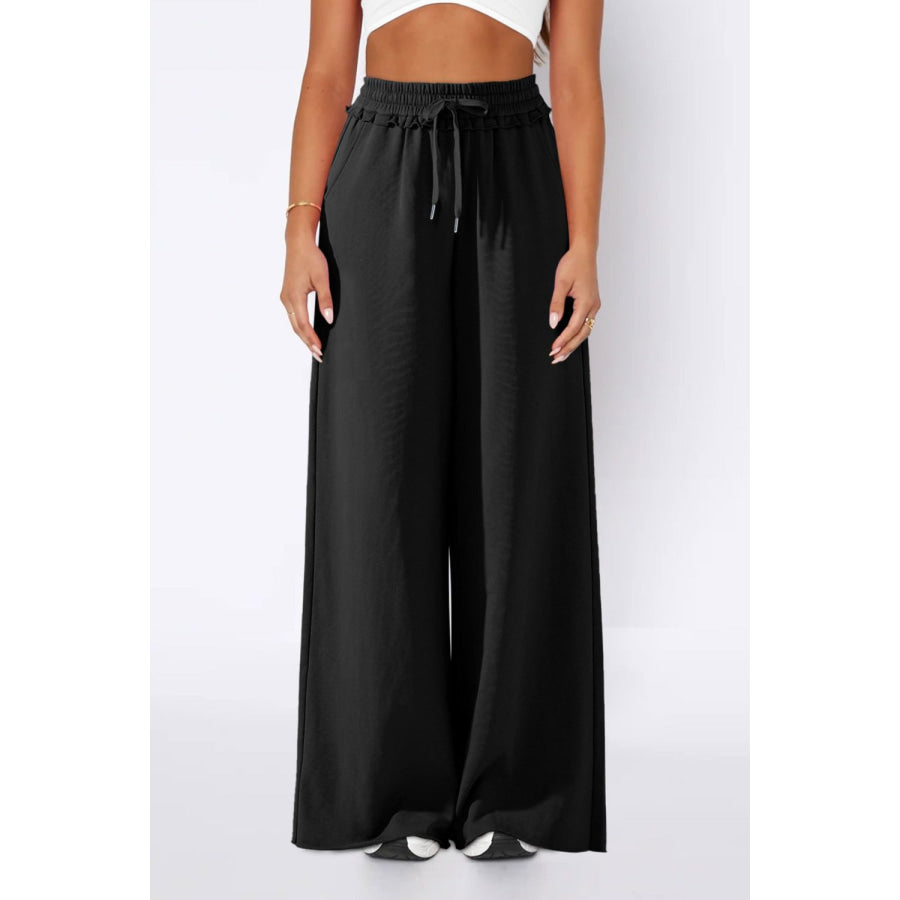 High Waist Wide Leg Pants Black / S Apparel and Accessories