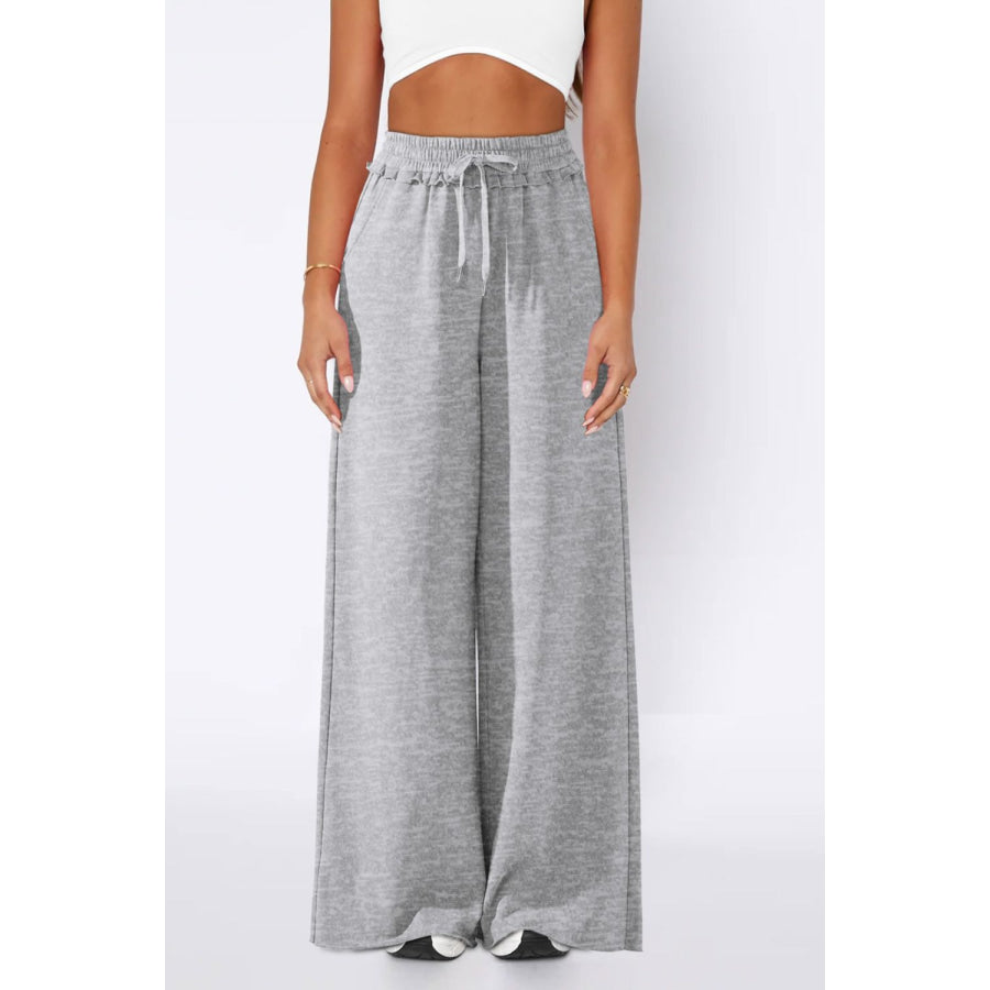 High Waist Wide Leg Pants Gray / S Apparel and Accessories